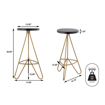 Trinity 30" Modern Industiral Iron Tripod Backless Bar Stool - JONATHAN Y